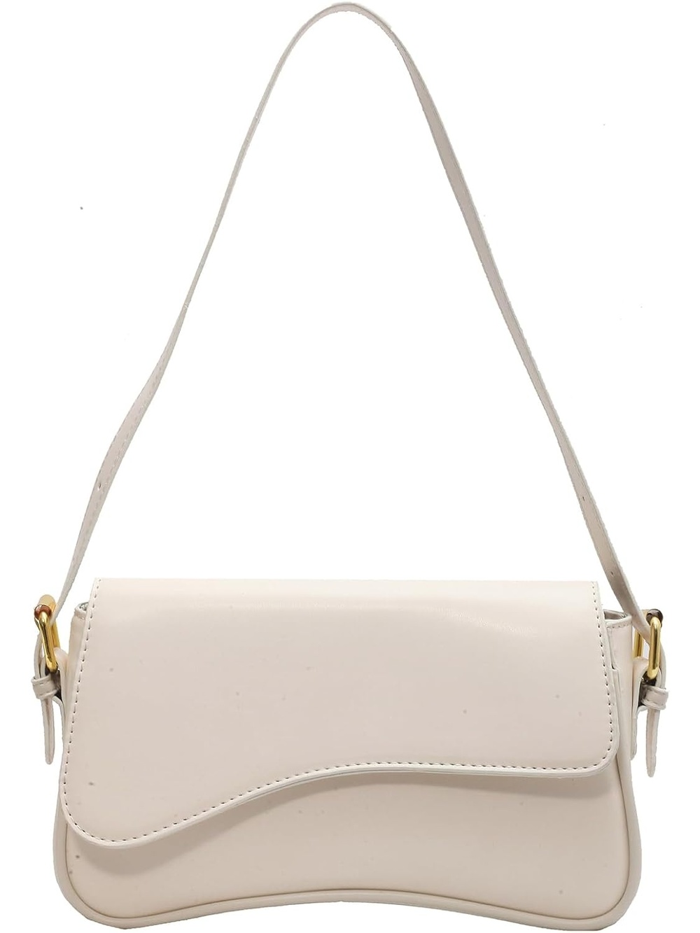 〽️ Women's White Vegan Leather Retro Straps Clutch Purse Crossbody Bag
